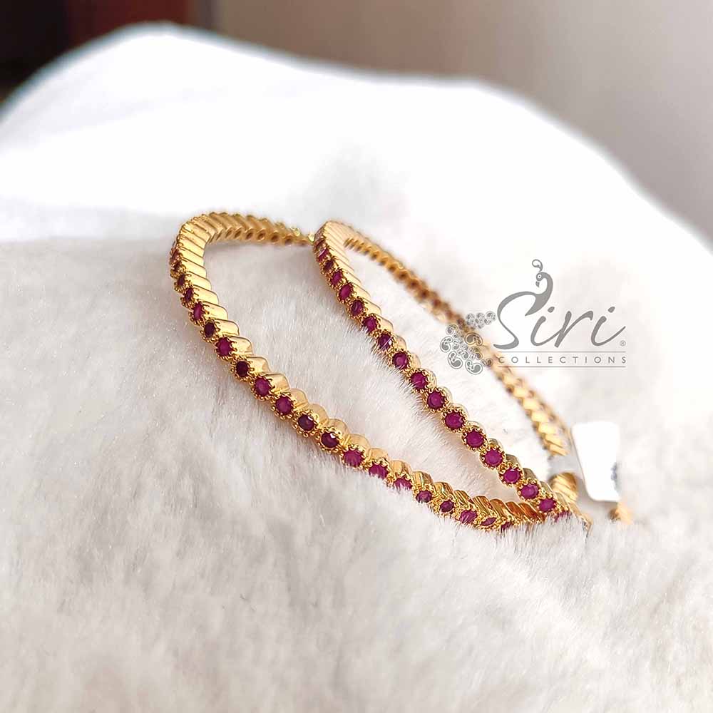 Beautiful Pair of Bangles in Small Rubies