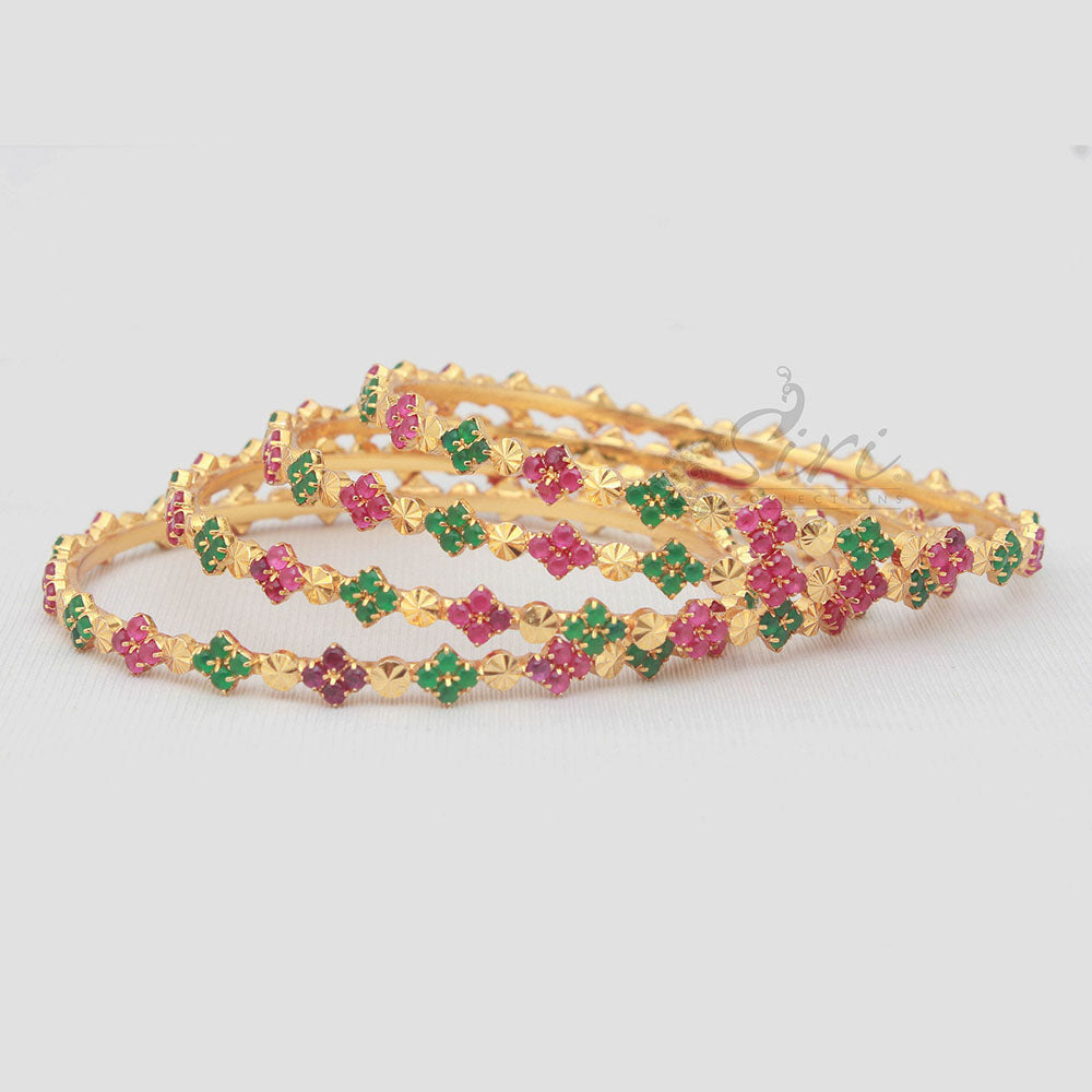 Designer Set of Four Bangles in Multi Stones