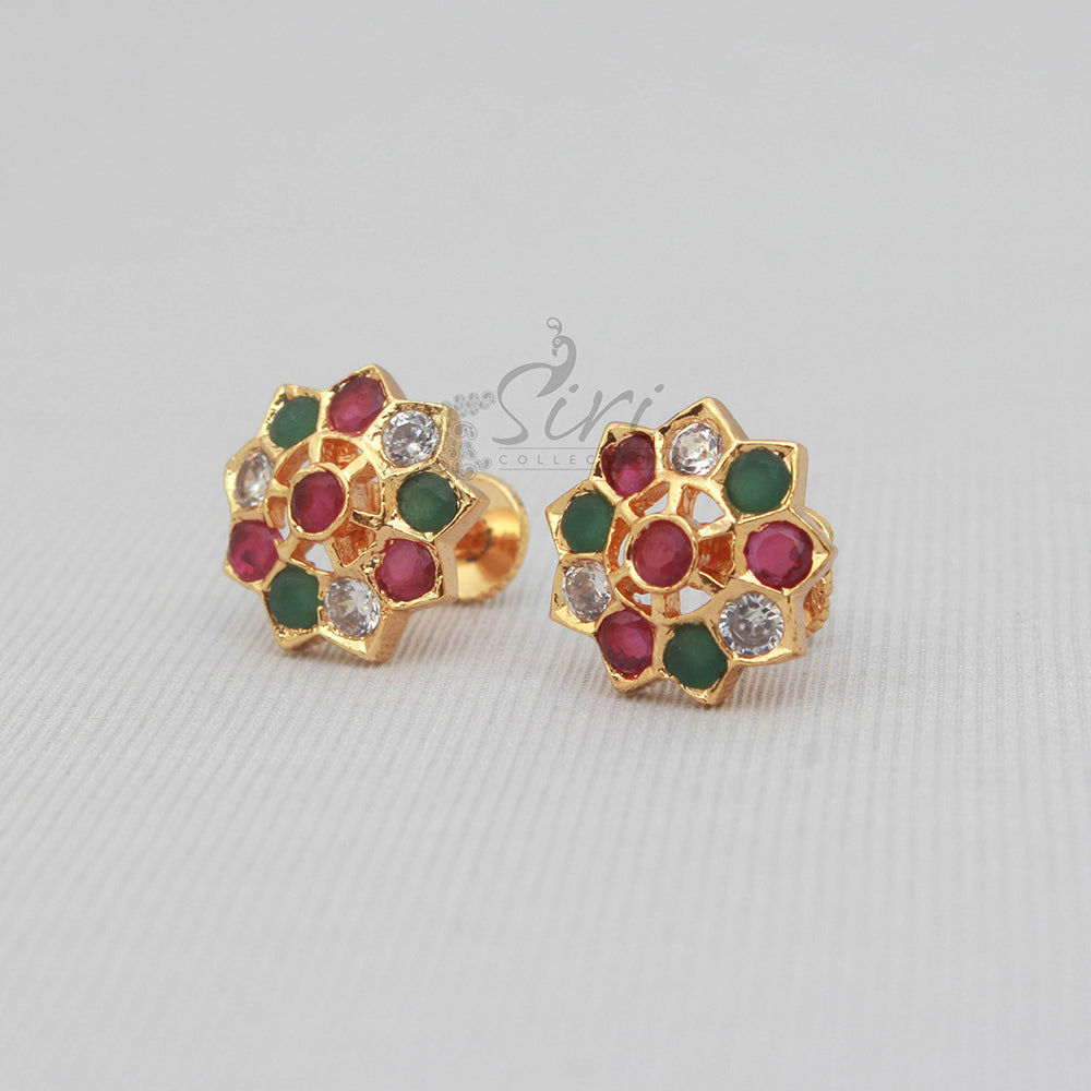 Multi Stone Traditional Studs Earrings