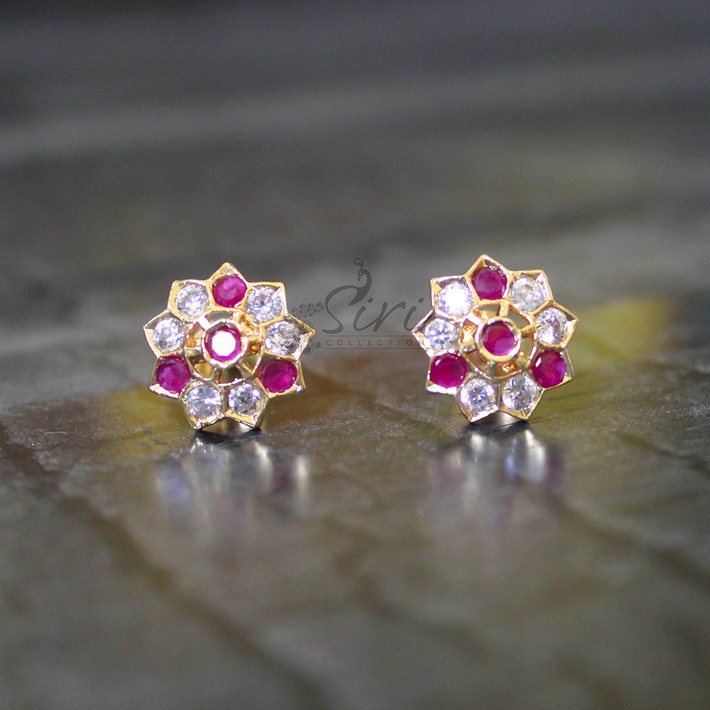 Ruby CZs Traditional Studs Earrings