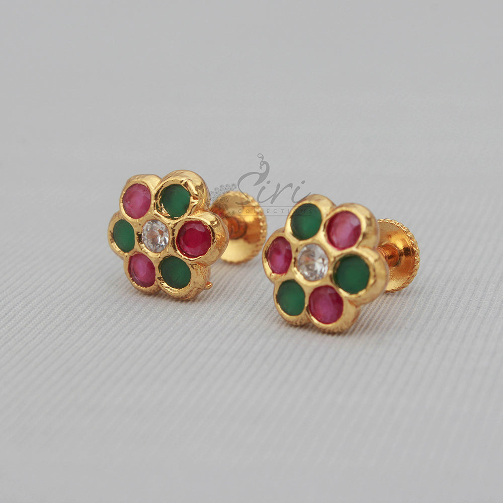 Multi Stones Traditional Studs Earrings