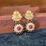 Meenakari Work Earrings in Goddess Lakshmi Design