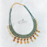 Beautiful Handmade Necklace Green Spinels And Lakshmi Kasu