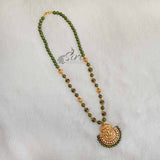 Lovely Green Onyx Maala Necklace in Lakshmi Pendant