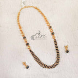 Black Spinels and Gold Micro Polish Balls Chain Necklace Set