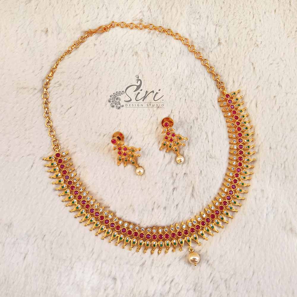 Multi Colour Stone Fashion Jewellery Traditional Necklace Set