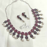 Lovely Black Metal Ruby Necklace