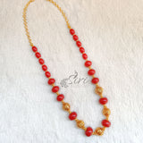 Lovely Corals and Gold Plated Beads Chain Necklace